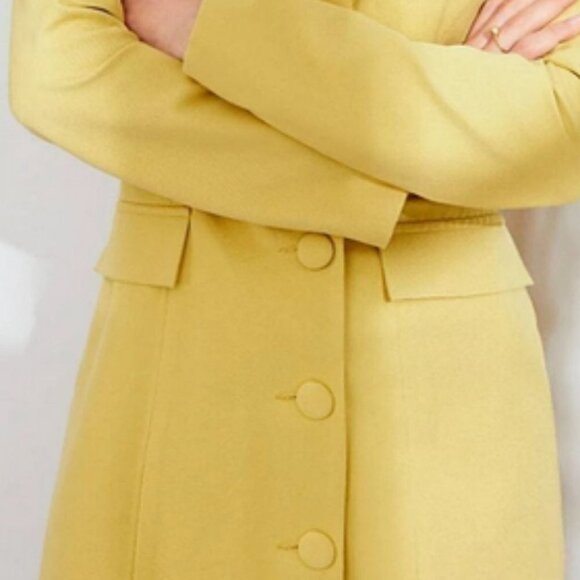 side cut out buttoned blazer dress chic classy elegant fall winter trend yellow - Picture 7 of 7